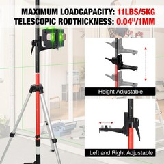 Telescoping Laser Level Pole, 12 FT/3.7 M Tripod Laser Pole with Adjustable M…