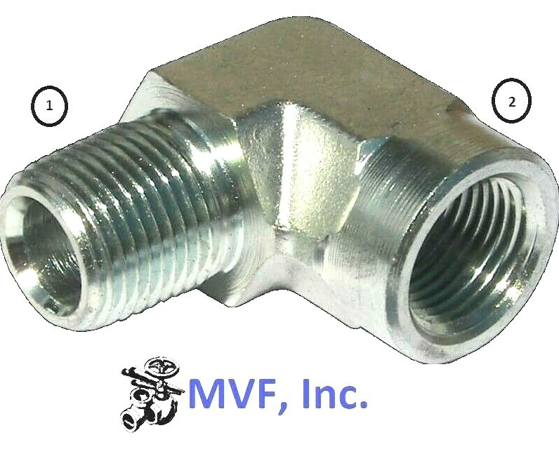1/8″ Male NPTF x 1/8″ Female NPTF 90° Elbow Plated Steel Hydraulic <5502-02-02