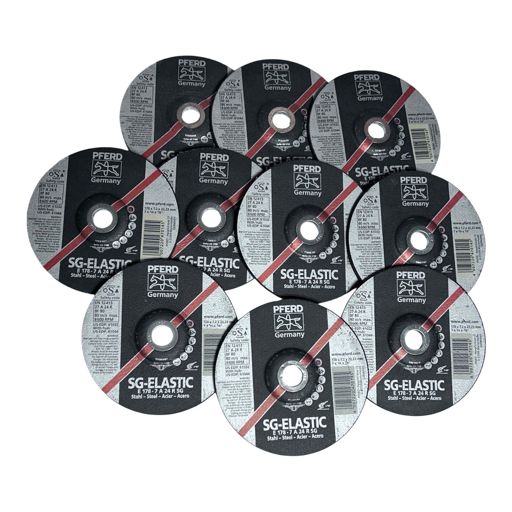 (10) PFERD 7 x 1/4 x 7/8 Grinding Wheels for Steel EDP 61032, E 178, SG-ELASTIC