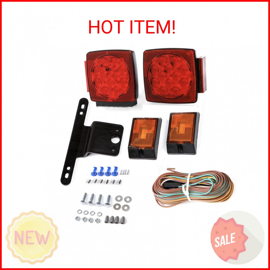 CZC AUTO 12V Submersible LED Trailer Tail Light Kit for Under 80 Inch Boat Utili