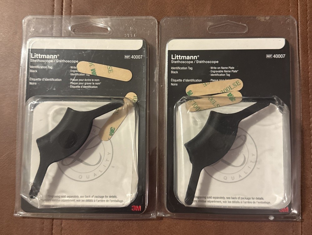 Littmann Stethoscope Identification Tag Black 40007 – Lot Of 2 – New