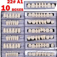 10 Boxes Dental Acrylic Resin Denture 22# A1 Full Sets Teeth Upper Lower Shade