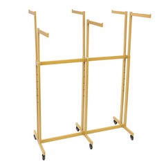 Modern Gold Clothing Display Rack Stand Retail Rolling Garment Hanger w/Wheels