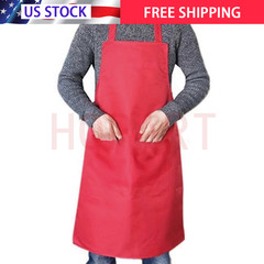 2 Pockets Kitchen Chef Bib Apron Cooking Waterproof Butcher Catering Restaurant