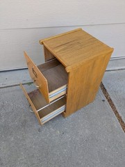 Vintage Industrial Mission Style Oak Wood Filing File Cabinet 2 Drawer Brass T52