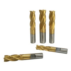 End Mill Set 20 pcs 4 & 2 Flute 3/8” – 3/4” HSS Tin Coated