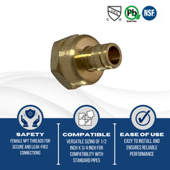 10) 1/2″ PEX A X 3/4″ FEMALE NPT EXPANSION ADAPTER F1960