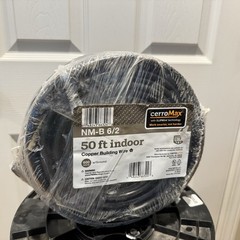 50 Ft. 6/2 Black Stranded Cerromax Slipwire Copper NM-B Wire With Ground 600V