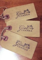 SET of 3 Medium Primitive Autumn Give Thanks Hang Tags