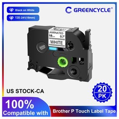 20PK Black on White Label Tape TZ TZe 241 TZ241 TZE241 3/4” for Brother PT-2030