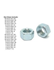 Grade 5 Finished Hex Nut Coarse & Fine Zinc Clear Assortment – 381 PCS