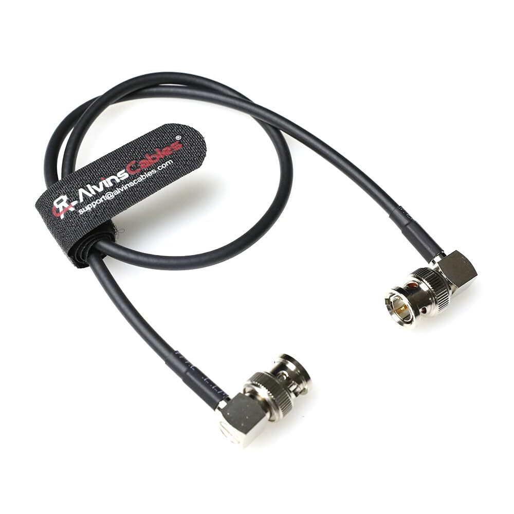 Ultra-Soft 12G SDI Cable BNC to Right Angle 50cm 19in 75 Ohm Shielded Cable