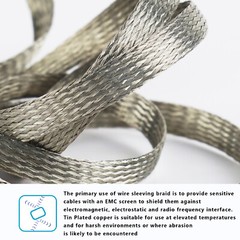 Flat Tinned Copper Braid Sleeve Flexible EMI RFI Shielding Wire Ground Mesh Lot