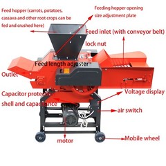 Electric Grass Cutting&Silk Kneading Machine w/Conveyor Belt 6 Blade 220V 2.2KW