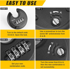 Combination Disc Padlocks for Outdoor – Heavy Duty 4 Digit Code Lock, Combo Disc