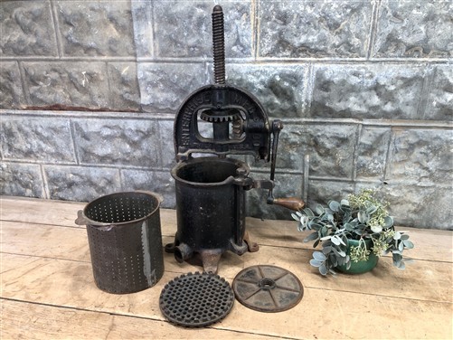 Enterprise 4 Qt Lard Press Cast Iron Sausage Stuffer Fruit Apple Cider Farm Y