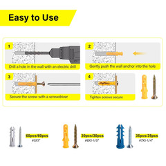 140Pcs Drywall Anchors and Screws Kit (3 Sizes) – Plastic Screw Anchors for Dryw