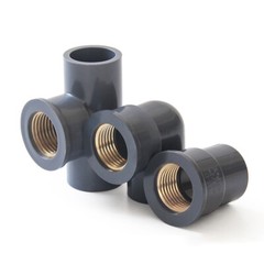 PVC Water Pipe Fitting Copper Female Thread Equal/Reducing Connector 20/25/32mm