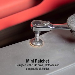 Sunex 9726 Mini Ratchet and Bit Set, 1/8-Inch – 1/4-Inch S2 38 Piece, Silver