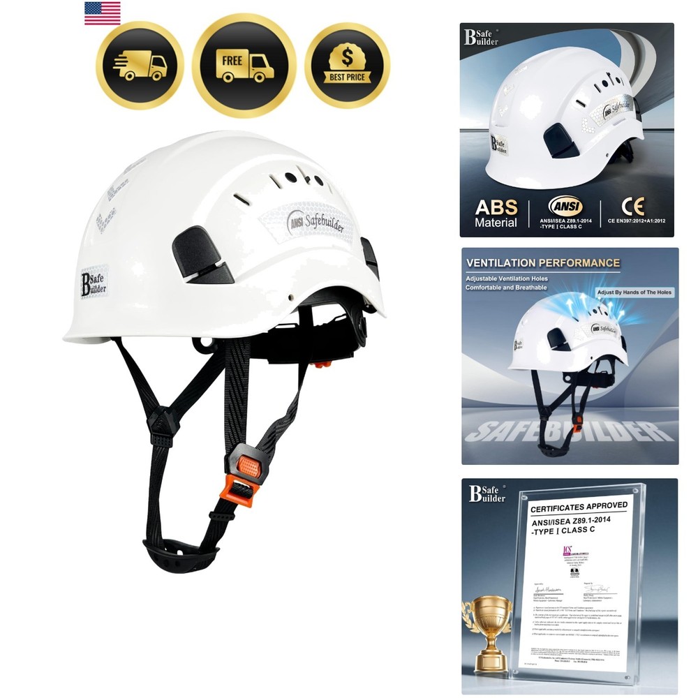 Construction Safety Helmet ABS Hard Hat Adjustable Ventilation System Hardhat…