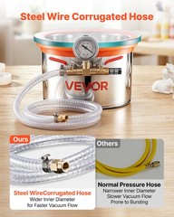 VEVOR 1.5Gal Vacuum Chamber Stainless Steel Degassing Chamber Tempered Glass Lid