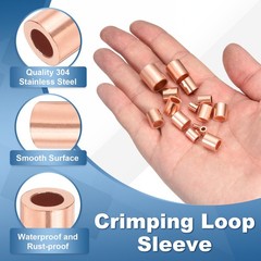 7/64″ (2.8mm) Wire Rope Stop Sleeve, 20 Pcs Copper Crimping Loops Sleeve