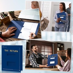 Mooliwe 100 Pcs Blue Tax Return Folders Bulk 9 x 11.25 Inches Income Tax Orga…