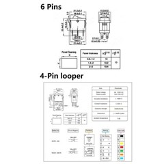 KCD1-101 6A 250V 15mm x 21mm ON/OFF Rectangular Boat Rocker Switch 2/3/4/6 Pin