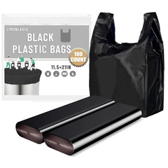 Black Plastic Grocery Bags, 100 Pack, 11.5’X 6.5″ X 21′, 22 Pound Capacity, H…