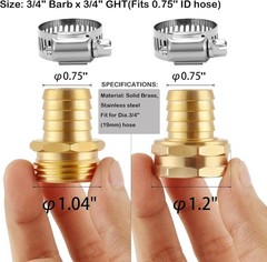 3 Set Brass Garden Hose Repair Connector Kit with Fit for 3/4" hose