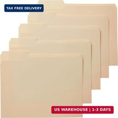 Amazon Basics File Folders 1/3 Cut Tabs Letter Size Manila 100 Pack