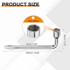 Car Spare Tire Lug Wrench 24mm Carbon Steel l Type Slotted End Hexa Size: 24mm