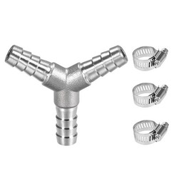 Metaland Stainless Steel 3/8″ Hose Barb Y Barbed x x 3/8″, Silver
