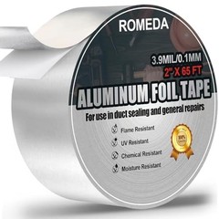Aluminum Foil Tape 2″ x 65ft | 3.9 Mil High-Temp HVAC Tape for Ductwork & Vents