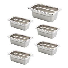 6 Pack AntiJam Hotel Pans 1/9 Size 21/2 Inch Deep Stainless Steel Steam Table