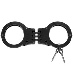 POLICE Handcuffs Professional Heavy Duty Metal Steel Hinged Double Lock – BLACK