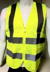 FX 2 Pockets Neon Yellow Safety Vest with Reflective Strips ANSI/ISEA APPROVED