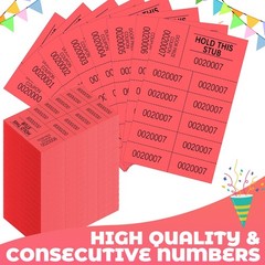 Kosiz 1000 Sheets Raffle Tickets 10 Bid Numbers Per Sheet Colored Raffle