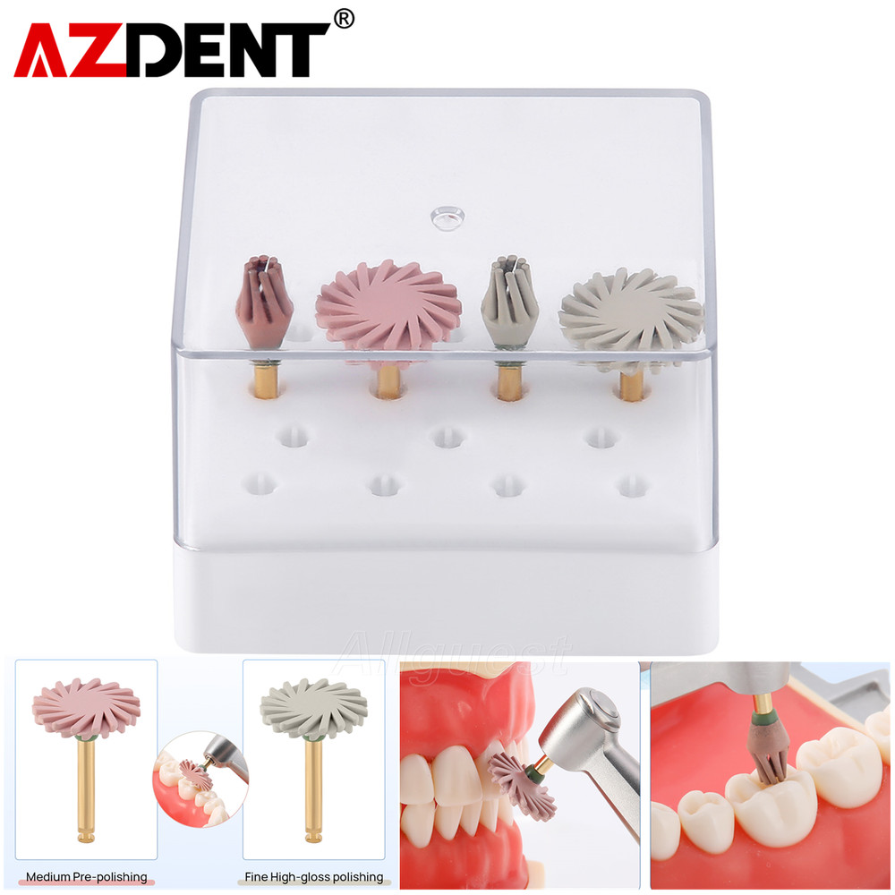 4pcs Dental Composite Polishing Wheel Kit Silicone with Diamond Burs RA 2.35mm