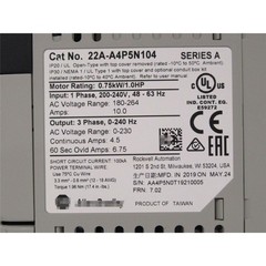 22A-A4P5N104 AB PowerFlex 4- 0.75 KW (1 HP) AC Drive GQ US Free Tax