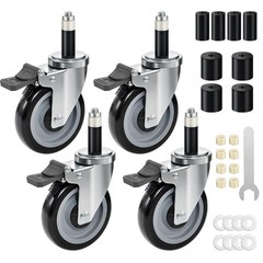 5″ Expanding Stem Caster Wheels Set of 4 for 7/8″, 1″, 1-1/2″ Tube Legs 1600LBS