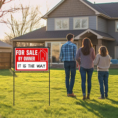 For Sale by Owner Yard Sign with Stakes, 30 Inches High, Double-Sided Printing,