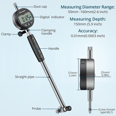 Digital Bore Gauge 50-160mm (2-6″) – 0.01mm Precision Internal Measuring Tool