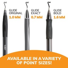 BIC Glide Bold Black Ballpoint Pens, Bold Point (1.6Mm), 12-Count Pack,