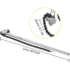 VEVOR 24″ Chain Wrench Steel Straight Handle Tool 22″ Chain 6.7″ Capacity