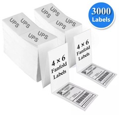 3000 Fanfold 4×6 Direct Thermal Label. High Quality.Certified by UPS 4″X6″ Label