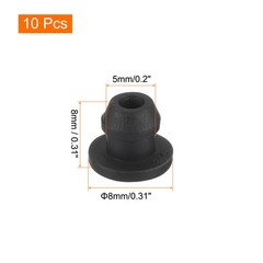 10Pcs Silicone Snap in Locking Hole Plugs Seal Cover Panel Round 5mm Black