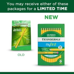 Ticonderoga My First Wood-Cased Pencils, 2 HB, 36 Count (Pack of 1), Yellow