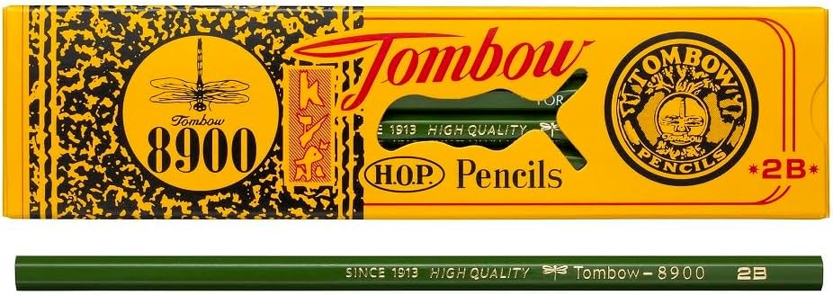 TOMBOW 51532 8900 Drawing Pencils, 2B, 12-Pack, Long Lasting Graphite Writing