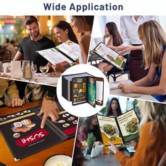 WeChef 30pcs 8.5×14″ Menu Cover 3 Page 6 View Restaurant Cafe Club Black